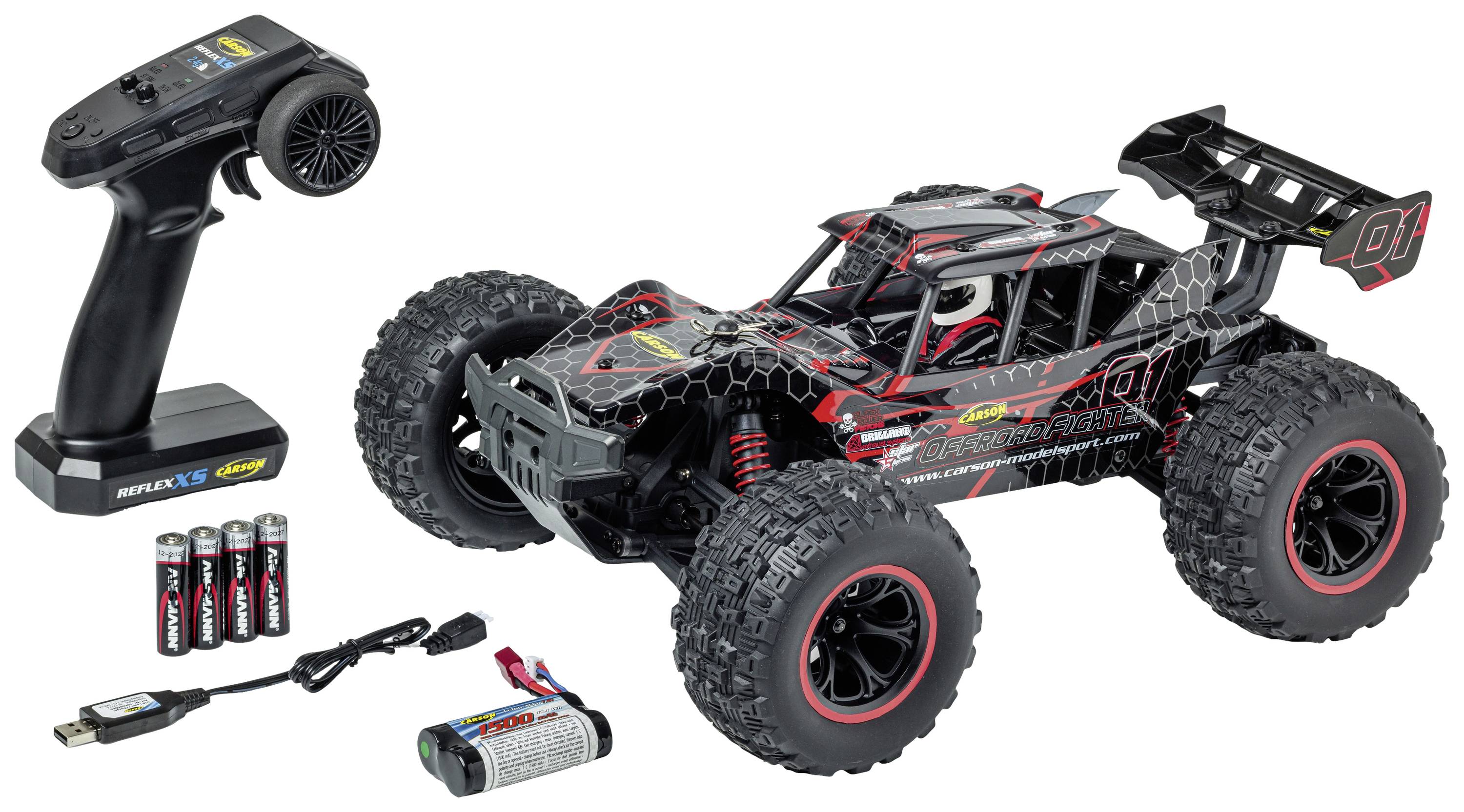 Carson Modellsport XS Offroad Fighter Cage Brushed 1:10 RC auto Elektro Truggy 4WD RTR 2,4 GHz
