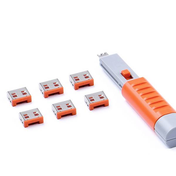 Smartkeeper USB-A-poortslot UL03PKOR  Set van 6 stuks Oranje  Incl. 1 sleutel UL03PKOR