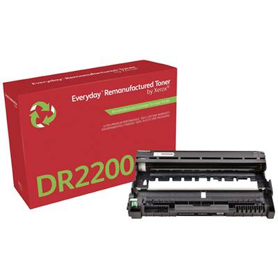 'Tonerpatroon DR2200' voor rode verpakking met recyclingsymbool en opschrift 'Everyday Remanufactured Toner by Xerox'.