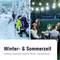 Twee afbeeldingen tonen een winterwandelaar in de sneeuw en een diner in de zomer. Tekst: 'Winter- & Zomertijd. Eenvoudig schakelen tussen winter- en zomertijd'.