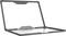 Een geopende laptop in een beschermende behuizing die zowel het scherm als het toetsenbord beschermt.