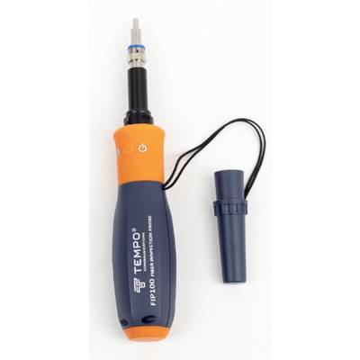 Een handige glasvezel-pen in oranje en blauw met een bewaardop. Gebruikt voor precisie schoonmaakwerkzaamheden.