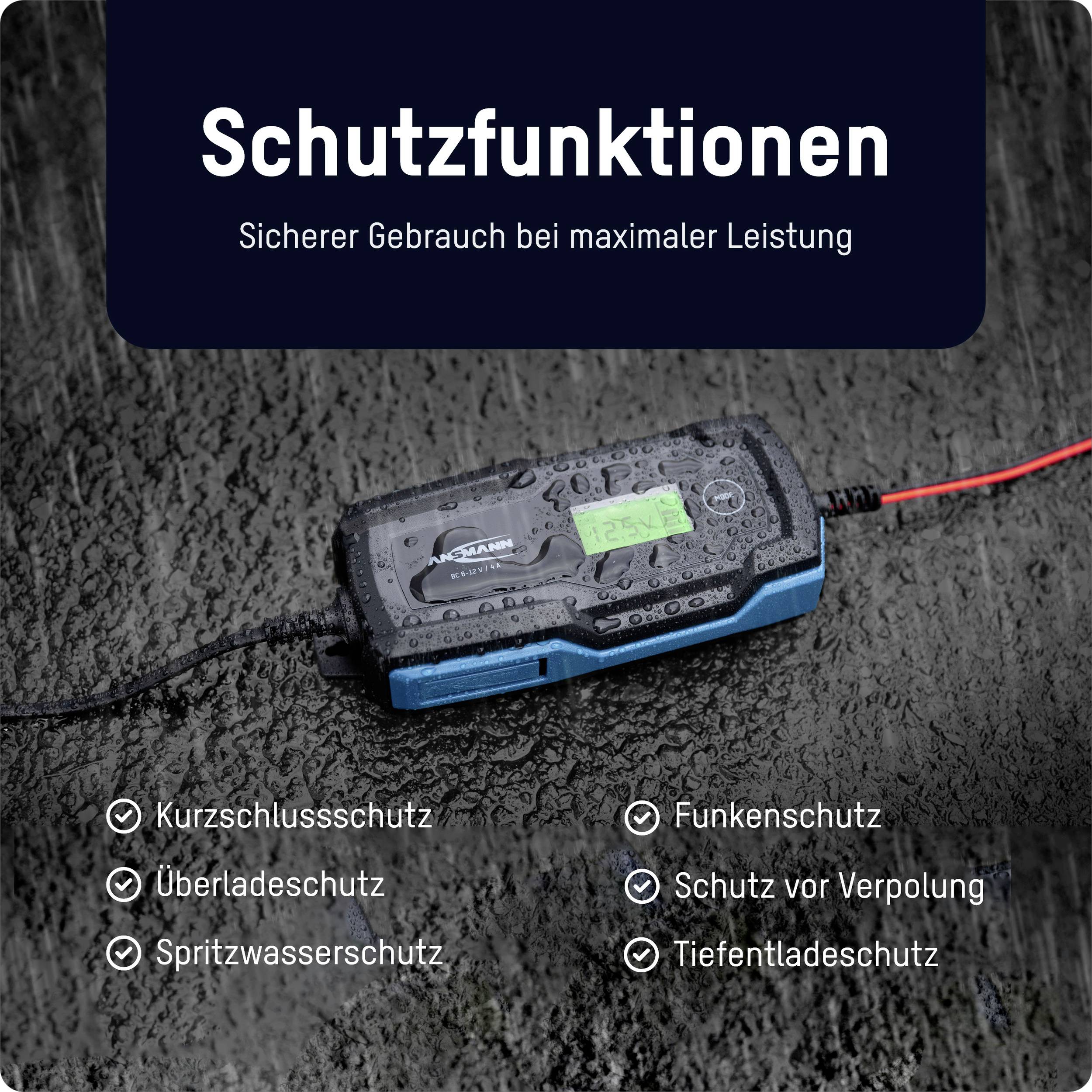 'Elektronisch apparaat met scherm dat op een natte ondergrond ligt. Tekst bovenaan: Beschermingsfuncties, Veilig gebruik bij maximale prestaties.'