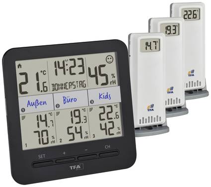 TFA Dostmann KLIMA@HOME 2 30.3075.01 Draadloze thermo- en hygrometer Zwart
