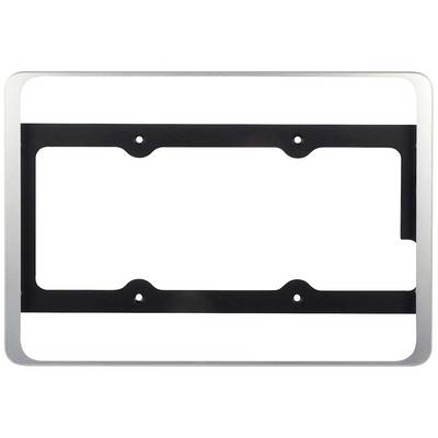 Metalen frame voor een rechthoekig object met afgeronde hoeken en vier schroefgaten.