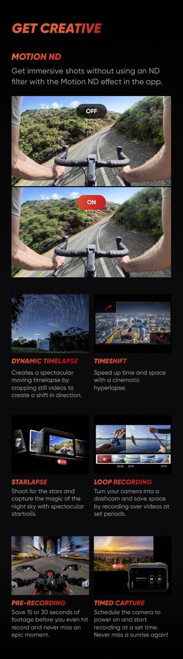 'Word Creatief' Suggesties voor het gebruik van de Motion ND App: dynamische tijdrafels, sterrenopnamen, lange sluitertijden en lus-opnamen.