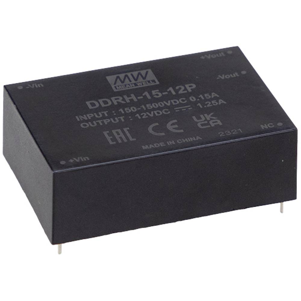Mean Well DDRH-15-15P DC/DC-converter, print 15 V/DC Aantal uitgangen: 1 x Inhoud: 1 stuk(s)