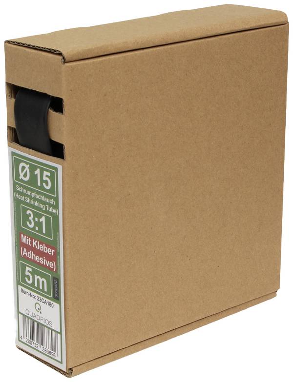 Quadrios 23CA180 Krimpkous met lijm Zwart 15 mm  Krimpverhouding:3:1 5 m