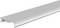 3D-weergave van een lange grijze metalen trim of profielrail met een ingefreesde kanaal en haakrand, weergegeven in perspectief op een witte achtergrond.