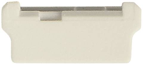 Een witte kunststof aansluiting met een rechthoekige vorm en een smalle opening aan de bovenkant, vermoedelijk een elektrische stekkerverbinding.