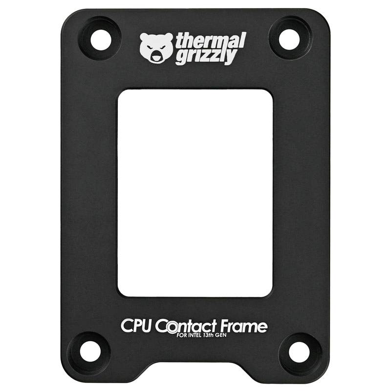 Rechthoekige CPU-contactframe van 'Thermal Grizzly', specifiek voor Intel 13e generatie.