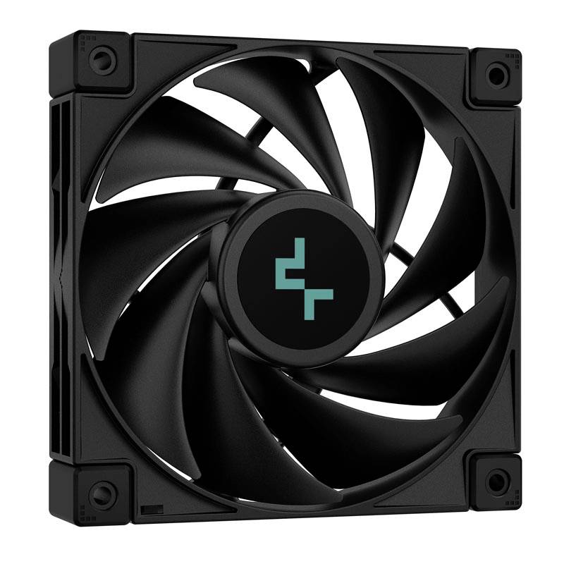 Zwarte computerventilator met groene accenten en een modern design, optimaal voor koeling en ventilatie van pc-behuizingen.
