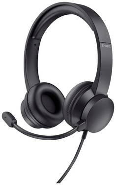 Trust Ayda On Ear headset  Kabel Stereo Zwart  Headset, Volumeregeling, Microfoon uitschakelbaar (mute) Computer