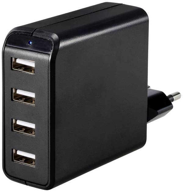 VOLTCRAFT UC-4AXX001 USB-oplader 24 W 4x USB-A Zwart Binnen