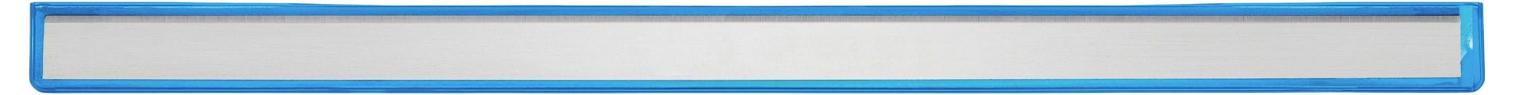 Een smalle blauwe verloop met een leeg, zilver middenveld.