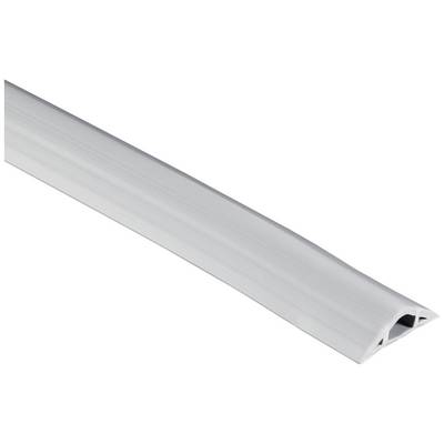 Een flexibele, witte kabelgoot die kabels netjes bundelt en leidt. Ideaal voor gebruik op de vloer om struikelgevaar te voorkomen.