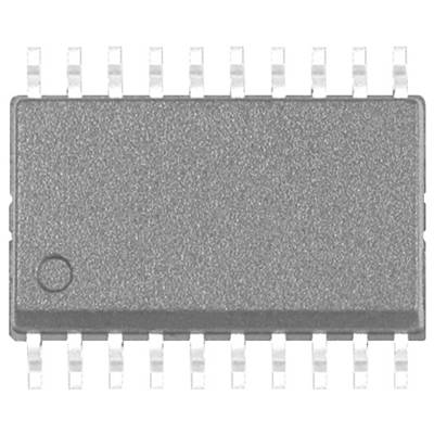 Een grijze geïntegreerde schakeling met 16 metalen pinnen, symmetrisch gerangschikt. Hoofdcomponent van elektronische apparaten.