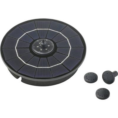 Ronde zonne-energie waterfonteenpomp met meerdere sproeiers voor gevarieerde waterpatronen.