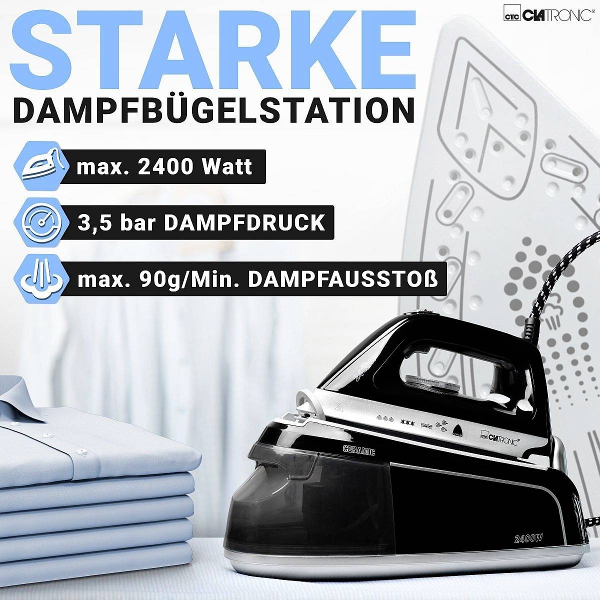 Clatronic DBS 3749 263999 Stoomstrijkstation 2400 W Zwart-6