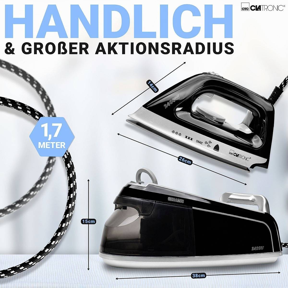 Clatronic DBS 3749 263999 Stoomstrijkstation 2400 W Zwart-9