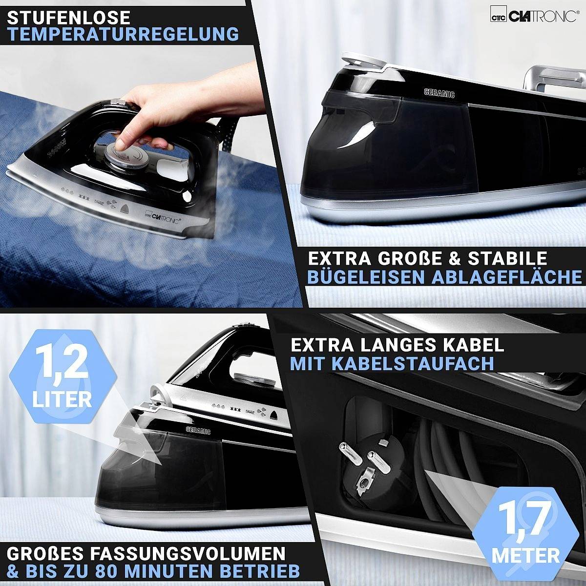 Clatronic DBS 3749 263999 Stoomstrijkstation 2400 W Zwart-11