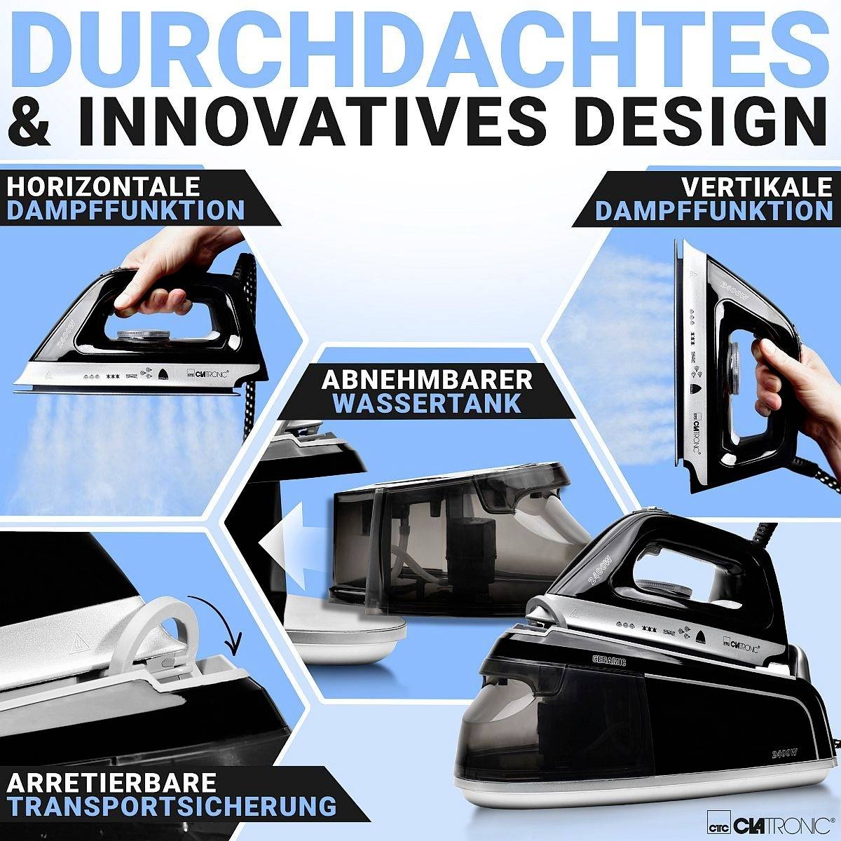 Clatronic DBS 3749 263999 Stoomstrijkstation 2400 W Zwart-12