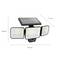 'Solarlamp met drie LED-panelen, totale afmetingen: 293 mm breedte, 168 mm hoogte, 117 mm diepte, toont zonnepaneel bovenaan.'