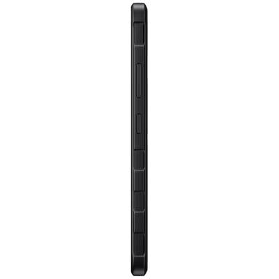 Zwart smartphone van opzij, toont de rand met twee zijtoetsen.
