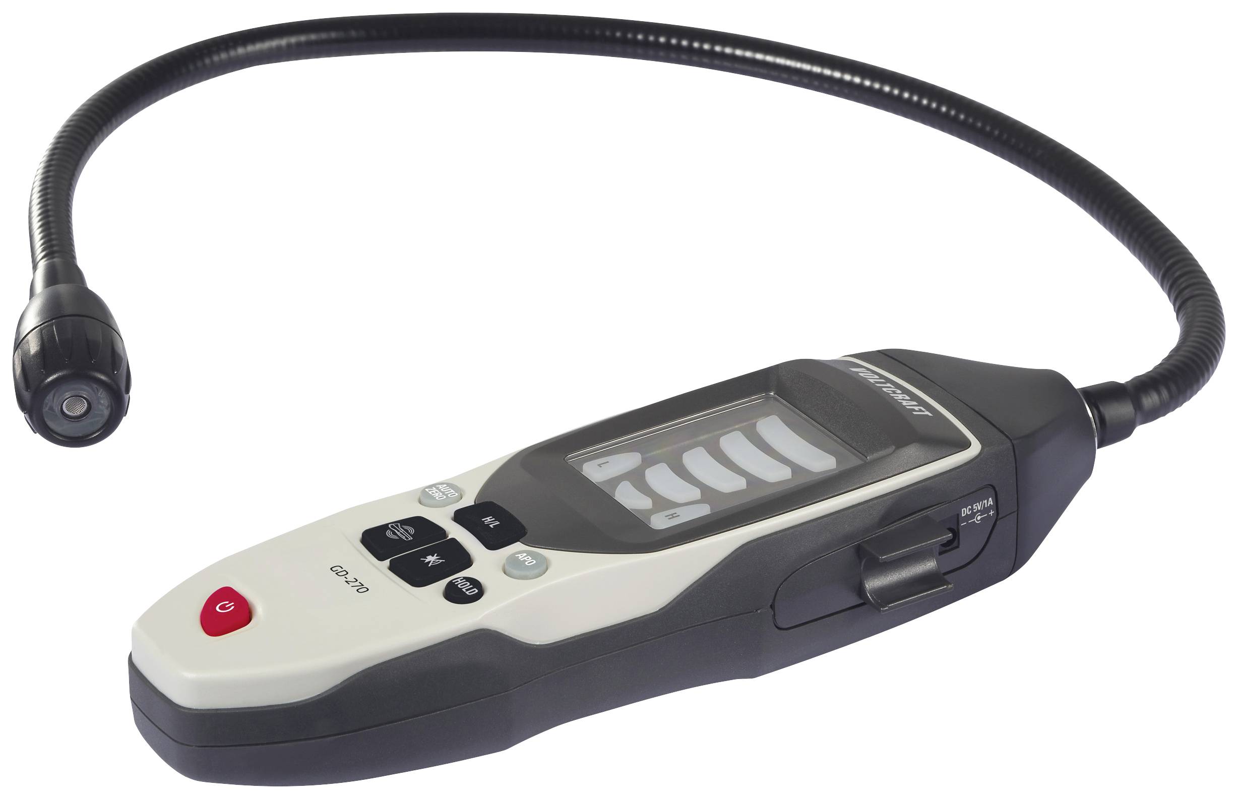 Een flexibel endoscoop met camera, bedieningsknoppen en LCD-scherm voor inspectie van moeilijk bereikbare gebieden.