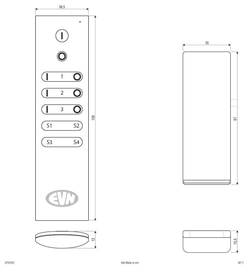EVN EFDHS3 Radiografische zender Bereik max. (in het vrije veld): 40 m-2