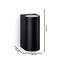 Zwarte cilindrische lamp, 160 mm hoog, 80 mm breed, 96 mm diep.