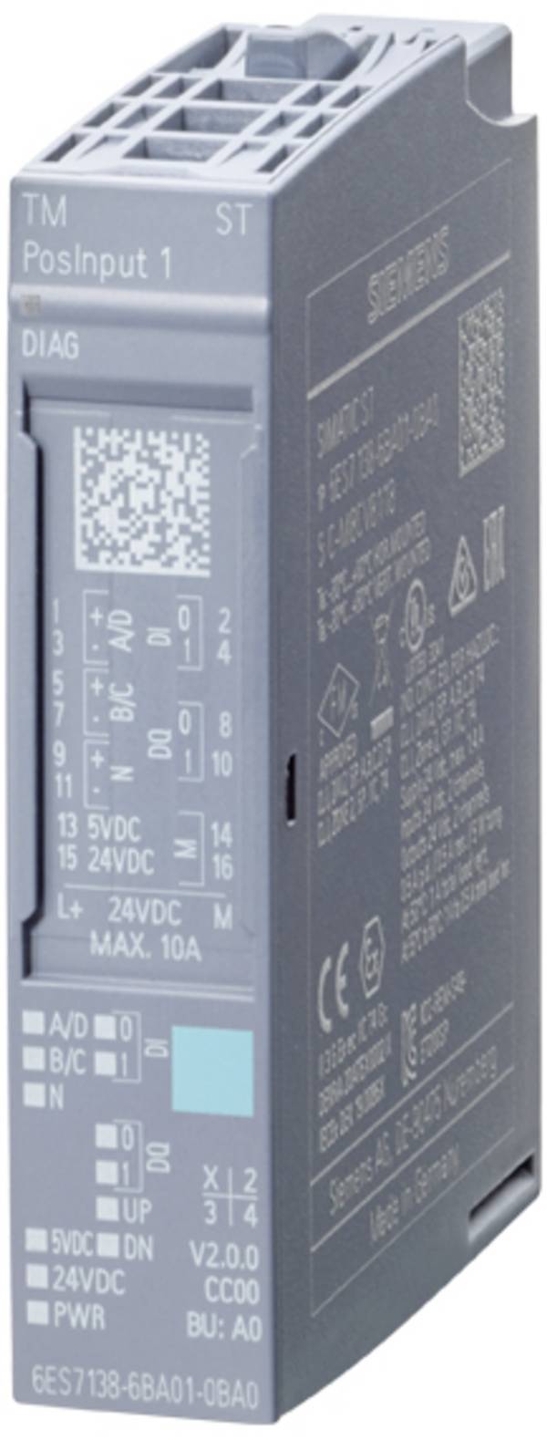 Siemens 6ES7138-6BA01-0BA0 6ES71386BA010BA0 PLC-uitbreidingsmodule