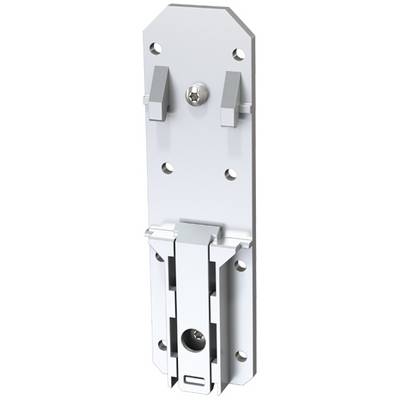 Metalen beslag voor meubelopbouw, met meerdere schroefgaten en twee bovenste haken, zilverkleurige afwerking.