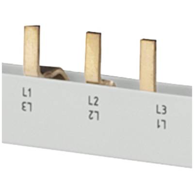 Drie faseleidingen met de aanduidingen 'L1', 'L2' en 'L3' zijn gemonteerd op een elektrische rail.