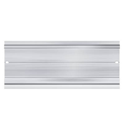 Metallic, rechthoekig aluminium profiel met rechte randen en een gladde oppervlakte, geschikt als bouwonderdeel of bevestigingsmateriaal.
