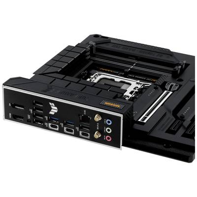 Computermoederbord met meerdere aansluitingen, waaronder HDMI, USB en audio-ingangen. Centrale positie van de processor zichtbaar, een ASUS-product.