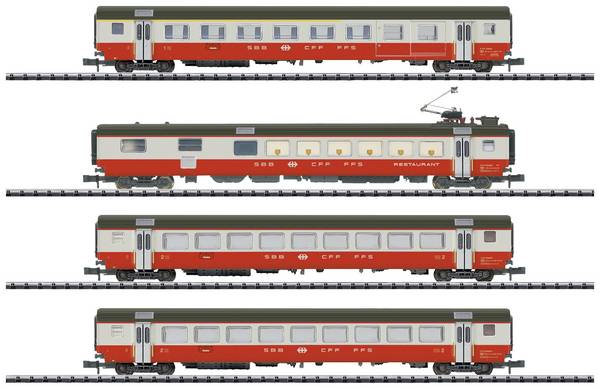 MiniTrix 18720 N set van 4 personenrijtuigen Swiss Express van de SBB Set 1