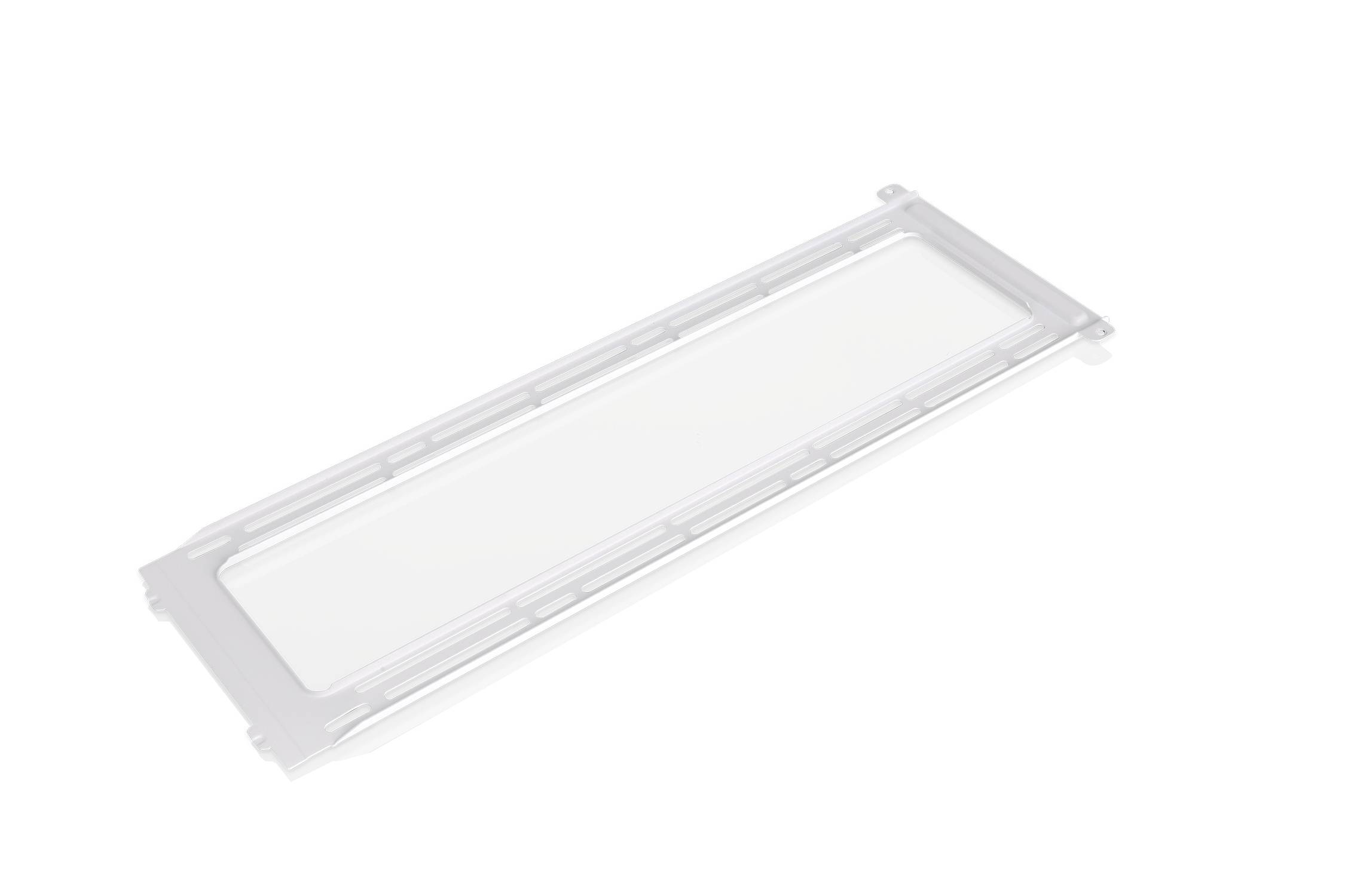 Witte rechthoekige rasterplaat met een gefraamde structuur op een witte achtergrond.