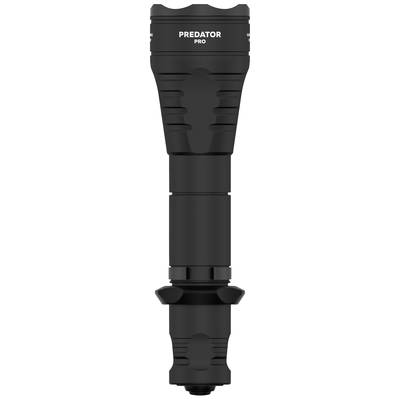 Zaklamp in het zwart met de tekst 'PREDATOR PRO' op het kopgedeelte. Robuust, geribbeld ontwerp voor een betere grip.