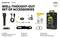 'VIKING PRO' Accessoireset van Armytek: Zaklamp, 18650 accu, USB-oplader, siliconen handgreep, riemclip, draaglus, nylon holster, O-ringen, meertalige handleiding.