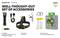 Accessoireset voor zaklamp: zaklamp, Li-Ion-accu, USB-oplader, hoofdband, stalen clip, 2 O-ringen, gebruikershandleiding.