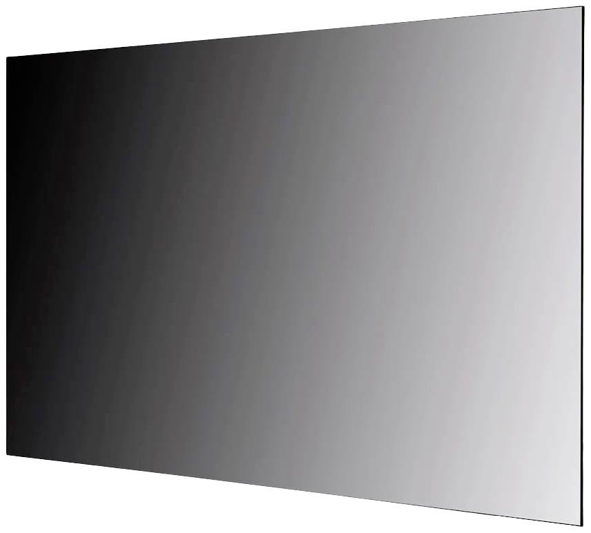 Een rechthoekige spiegel met zwarte omlijsting, reflecteert licht. Ideaal voor wandmontage in ruimtes voor een moderne sfeer.