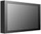 Een grote, zwarte flatscreen met een glanzend display in een donkere behuizing staat centraal in het beeld.
