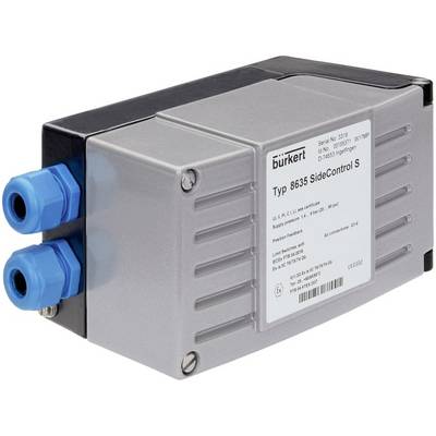 Elektronische procesregelaar 'Type 8635 SideControl S' van Bürkert met twee blauwe aansluitmoeren en typeplaatje.