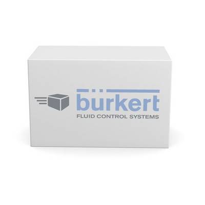 Kartonnen doos met het logo en de tekst 'Bürkert Fluid Control Systems', fabrikant van vloeistofbesturingssystemen.