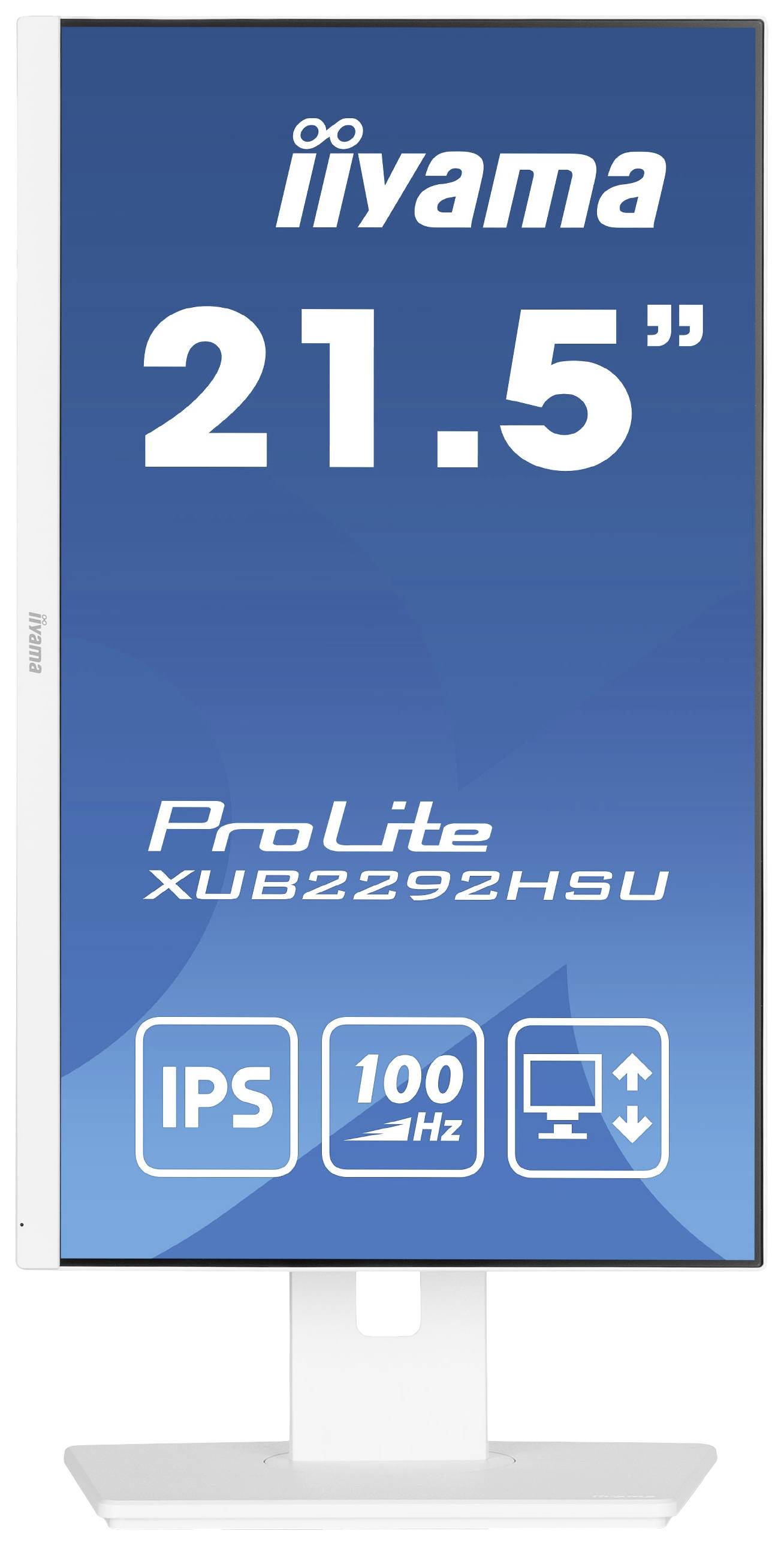 'Monitor iiyama ProLite XUB2292HSU' met 21,5 inch, IPS-technologie en 100 Hz verversingssnelheid.