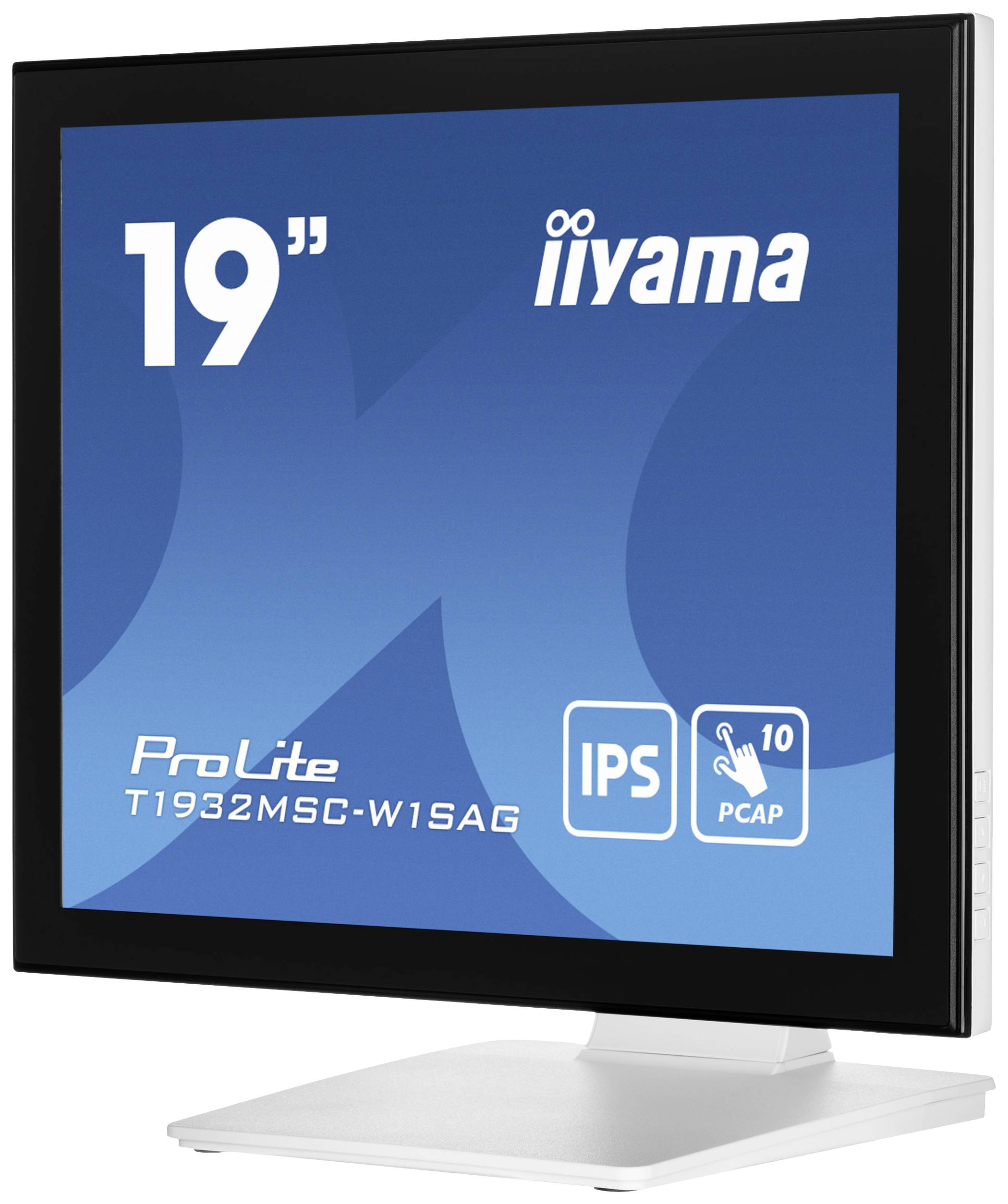Een iiyama touchscreen-monitor van 19 inch, model ProLite T1932MSC-W1SAG, met IPS-technologie en PCAP 10-punts touchondersteuning.