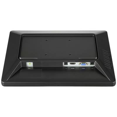 Achterkant van een monitor met aansluitingen voor stroom, HDMI en VGA.