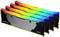Vier Kingston FURY Renegade DDR4 RAM-modules met RGB-verlichting in verschillende kleuren.