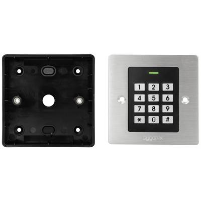 Deur-toegangscode-toetsenbord in zilver met cijfers van 0-9 en symbolen '*' en '#'. Ernaast een zwarte montagebeugel.